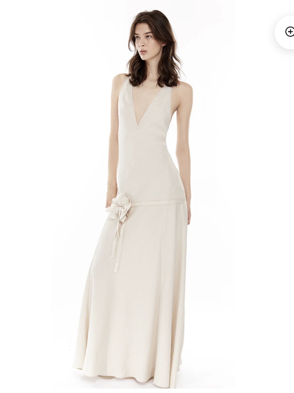 Revolve Mother Of All USA Fran Belt Dress Maxi Cream Medium NWT Rosette Rose